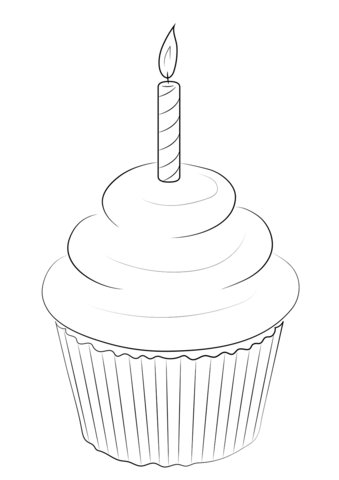 Birthday Muffin Coloring Page